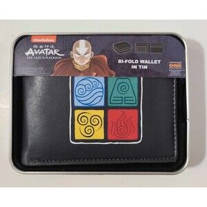 Nickelodeon Avatar The Last Airbender Wallet, 4 Element Slim Bifold Wallet w Tin